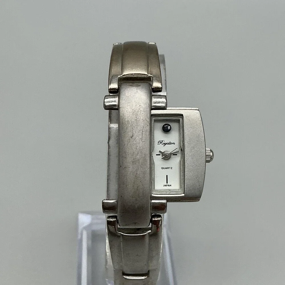 Vintage Royalton Slide Out Womens Watch 18mm Silver Tone New Battery 7